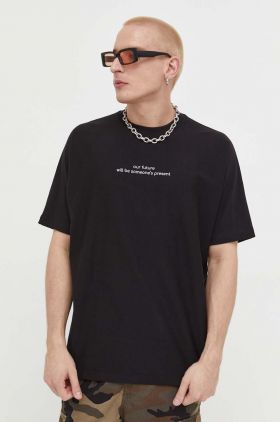 Preach tricou din bumbac culoarea negru, cu imprimeu