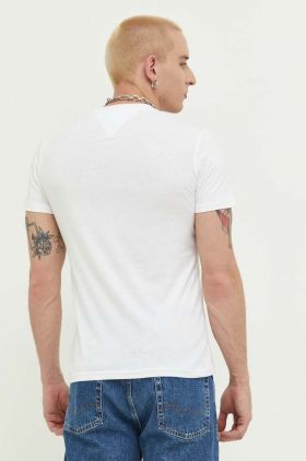 Tommy Jeans tricou din bumbac culoarea alb, cu imprimeu DM0DM13509