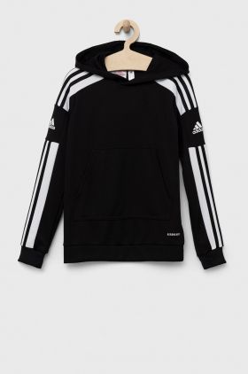 adidas Performance bluza copii culoarea negru, cu glugă, cu imprimeu