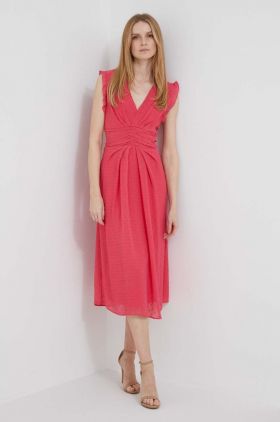 Dkny rochie culoarea roz, midi, evazati