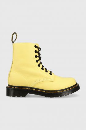 Dr. Martens bocanci de piele 1460 Pascal femei, culoarea galben, cu toc plat, DM30689708