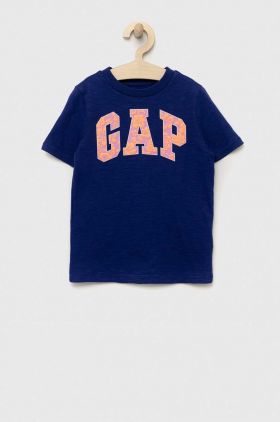 GAP tricou de bumbac pentru copii culoarea albastru marin, cu imprimeu