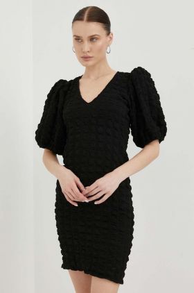 Gestuz rochie culoarea negru, mini, mulata