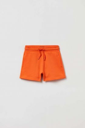 OVS pantaloni scurți din bumbac pentru copii culoarea portocaliu, neted