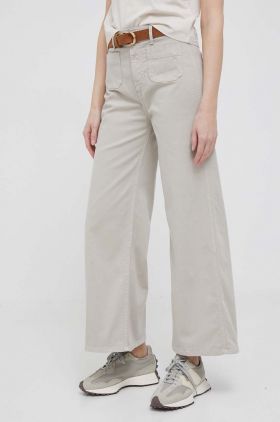 Pepe Jeans pantaloni femei, culoarea gri, lat, high waist