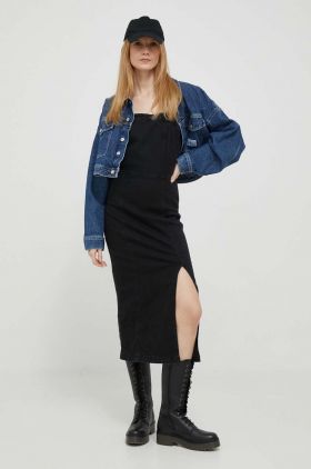 Pepe Jeans rochie jeans Nuria culoarea negru, midi, mulata