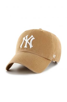 47brand șapcă de baseball din bumbac MLB New York Yankees culoarea bej, cu imprimeu  B-NLRGW17GWS-QLA