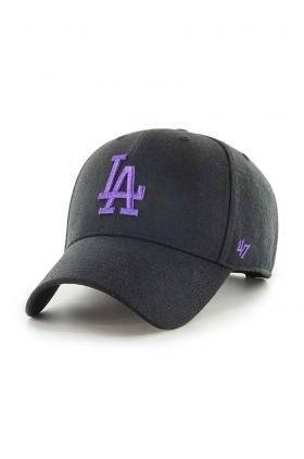 47brand șapcă din amestec de lână MLB Los Angeles Dodgers culoarea negru, cu imprimeu