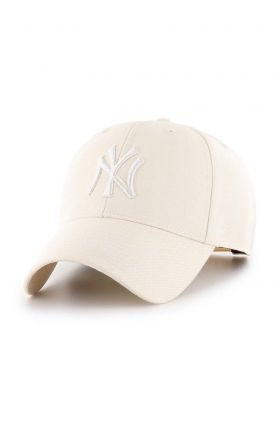 47brand șapcă din amestec de lână MLB New York Yankees culoarea bej, cu imprimeu  B-MVPSP17WBP-NTC