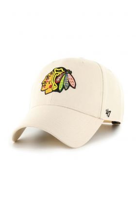 47brand șapcă din amestec de lână NHL Chicago Blackhawks culoarea bej, cu imprimeu  H-MVPSP04WBP-NTB