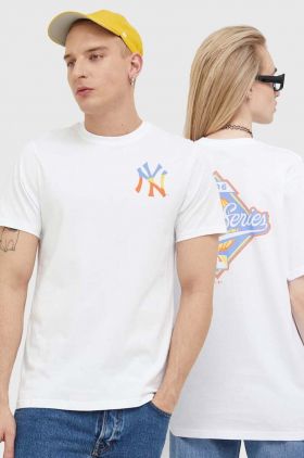 47brand tricou din bumbac MLB New York Yankees culoarea alb, cu imprimeu