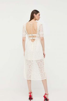 For Love & Lemons rochie culoarea bej, midi, drept