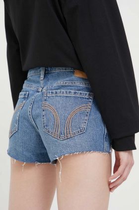 Hollister Co. pantaloni scurti jeans CURVY JEANS femei, neted, high waist