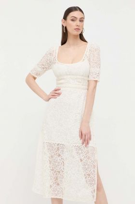 For Love & Lemons rochie culoarea bej, midi, drept