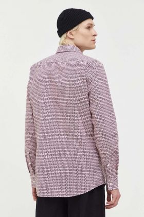 HUGO camasa din bumbac barbati, culoarea alb, cu guler clasic, slim
