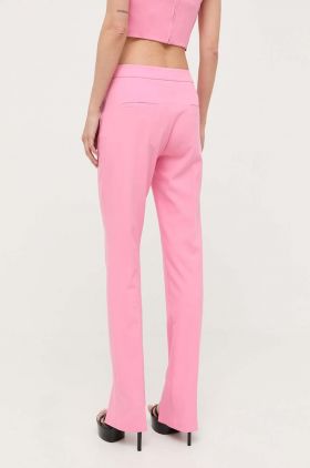 Morgan pantaloni femei, culoarea roz, drept, medium waist