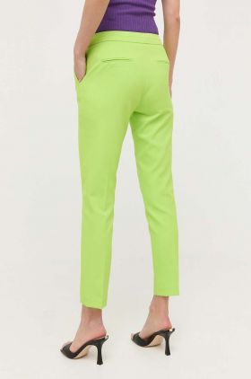 Morgan pantaloni femei, culoarea verde, fason tigareta, medium waist