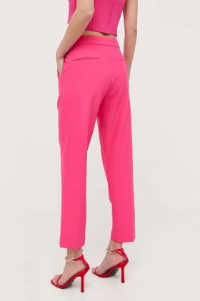 Morgan pantaloni femei, culoarea roz, mulata, high waist