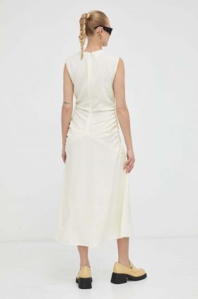 Day Birger et Mikkelsen rochie culoarea galben, midi, drept