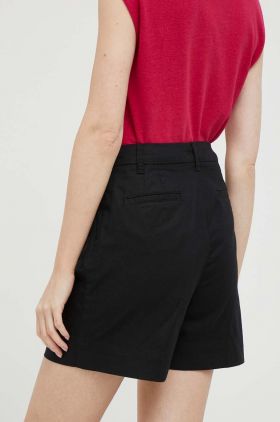 United Colors of Benetton pantaloni scurti femei, culoarea negru, neted, high waist