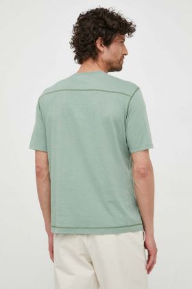 Sisley tricou din bumbac culoarea verde, neted