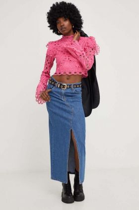 Answear Lab fusta jeans midi, drept