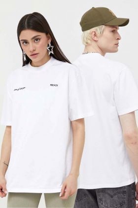 Preach tricou din bumbac culoarea alb, neted