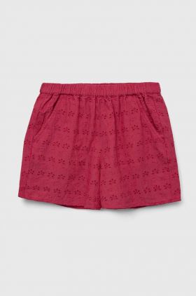 Sisley pantaloni scurți din bumbac pentru copii culoarea roz, neted