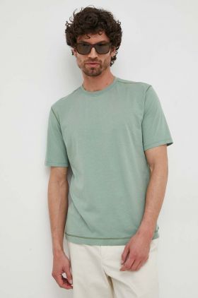 Sisley tricou din bumbac culoarea verde, neted