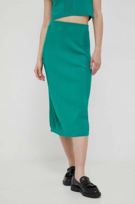 United Colors of Benetton fusta culoarea verde, midi, drept