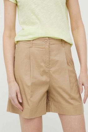 United Colors of Benetton pantaloni scurti femei, culoarea bej, neted, high waist