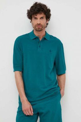 United Colors of Benetton polo de bumbac culoarea verde, neted