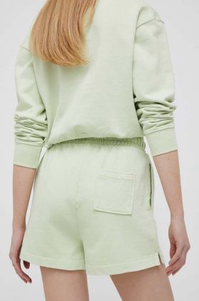 Pepe Jeans pantaloni scurti din bumbac ADRIANA culoarea verde, neted, high waist