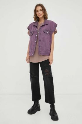 Levi's vesta de blugi barbati, culoarea violet, de tranzitie