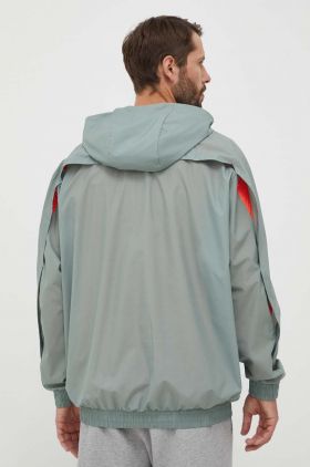 adidas geaca barbati, culoarea verde, de tranzitie, oversize