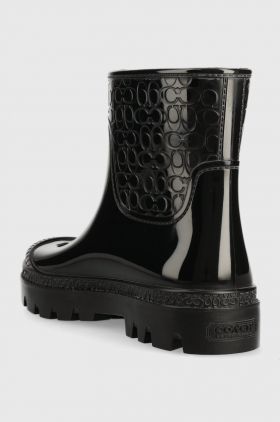 Coach botine Millie Rubber femei, culoarea negru, cu toc plat, CE856