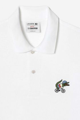 Lacoste polo de bumbac x Netflix culoarea bej, cu imprimeu PH7057-VIR