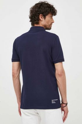 Lacoste tricou polo barbati, culoarea albastru marin, cu imprimeu