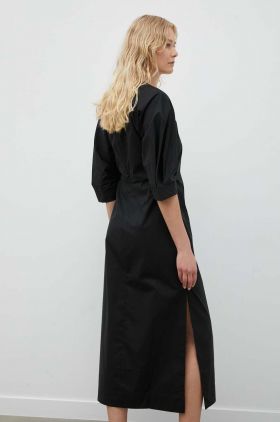 Day Birger et Mikkelsen rochie din bumbac Megan culoarea negru, midi, drept