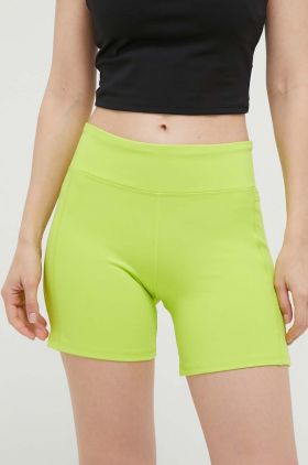 Reebok pantaloni scurți de antrenament Lux culoarea verde, neted, high waist