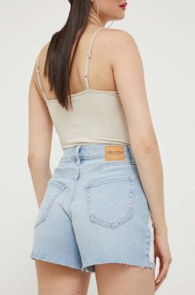 Hollister Co. pantaloni scurti jeans femei, cu imprimeu, high waist