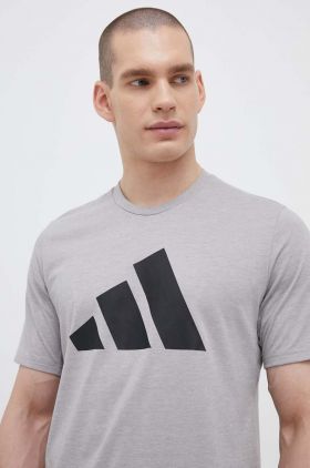 adidas Performance tricou de antrenament Train Essentials Feelready Logo culoarea gri, cu imprimeu IB8276