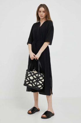 Dkny rochie culoarea negru, midi, oversize