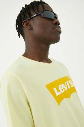 Levi's tricou din bumbac culoarea galben, cu imprimeu