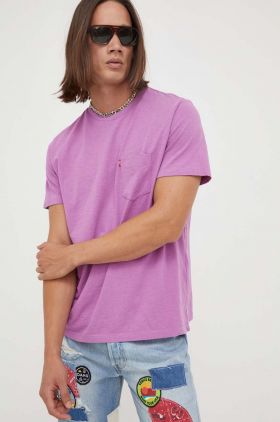 Levi's tricou din bumbac culoarea violet, neted