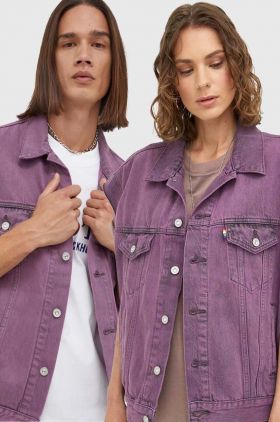 Levi's vesta de blugi barbati, culoarea violet, de tranzitie