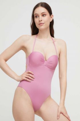 Max Mara Beachwear costum de baie dintr-o bucată culoarea roz, cupa rigidizata