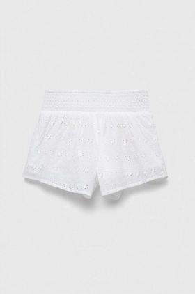 United Colors of Benetton pantaloni scurți din bumbac pentru copii culoarea alb, neted