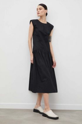 2NDDAY rochie din bumbac culoarea negru, midi, evazati