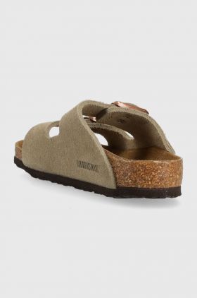 Birkenstock papuci din piele intoarsa pentru copii culoarea bej